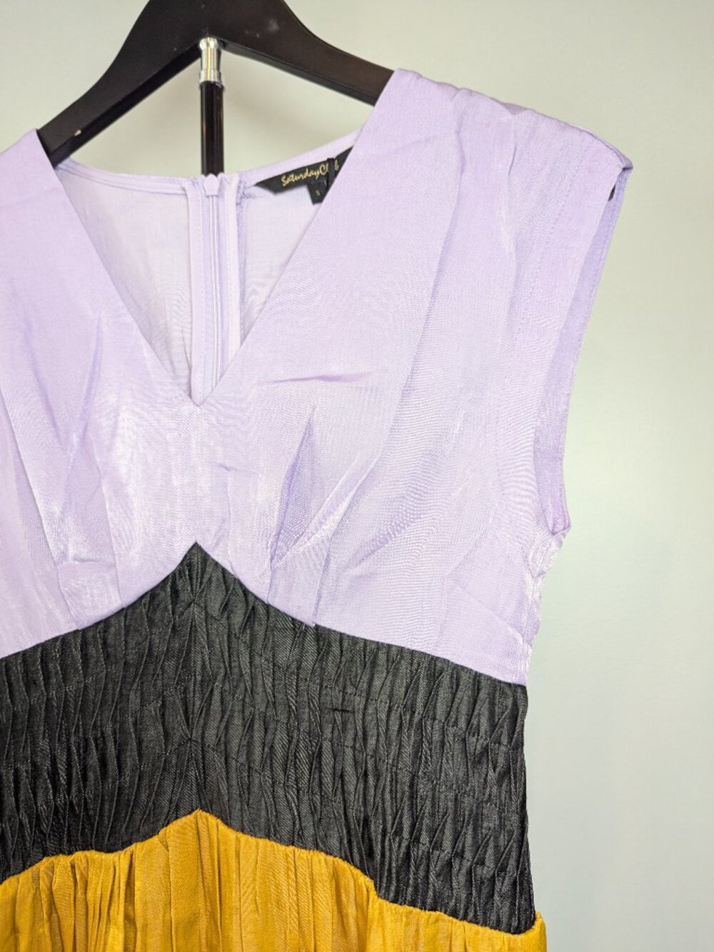 NWT Saturday Club Women's Size S Colourblock Maxi Dress Yellow/Purple - Picture 3 of 10